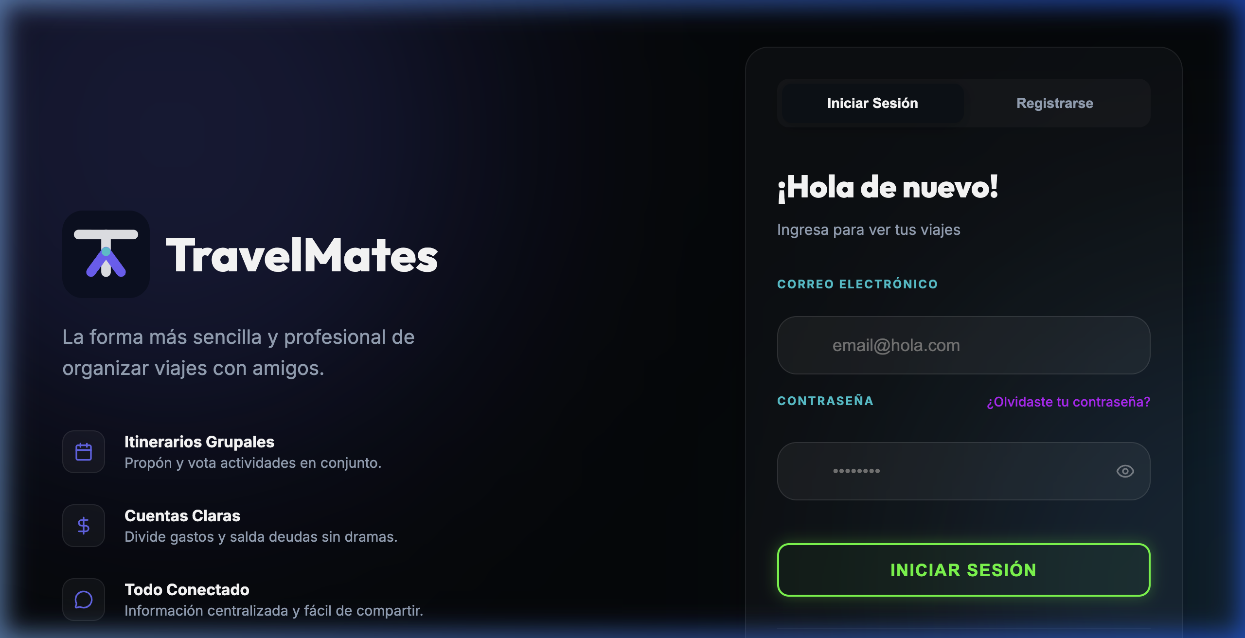 TravelMates landing page